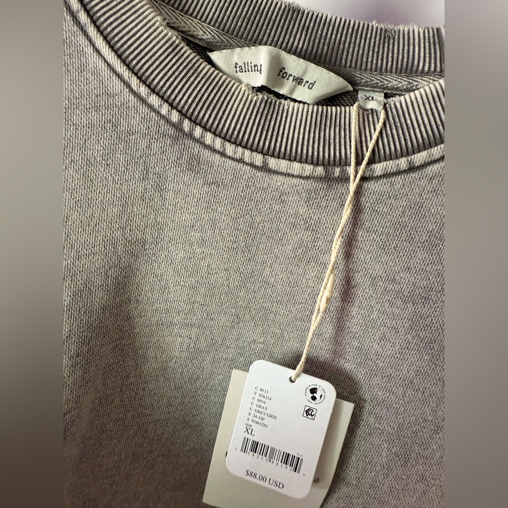 Free People Falling Forward Crewneck Sweatshirt XL Gray Oversized Pullover - Picture 9 of 12